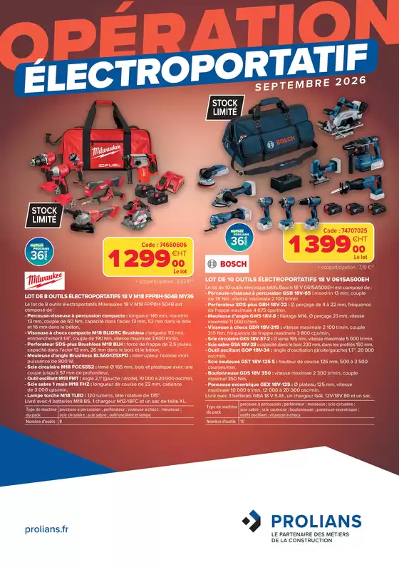 Catalogue Prolians à Escautpont | Operation electroportatif Septembre 2026 | 2026-09-01T00:00:00.000Z - 2026-09-30T00:00:00.000Z