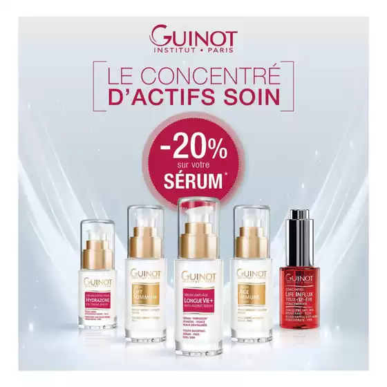 Catalogue Guinot à Le Bouscat | -20% sur le Sérum de votre choix | 2026-09-02T00:00:00.000Z - 2026-09-30T00:00:00.000Z