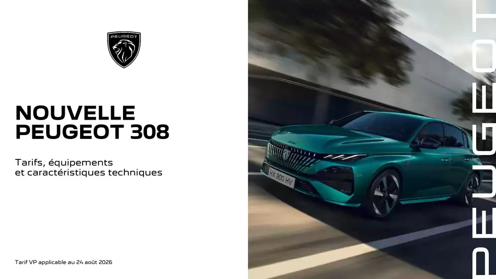 Catalogue Peugeot | Peugeot Ct nouvelle 308 applicable au 24 aout 2026 | 2026-09-03T00:00:00.000Z - 2026-09-30T00:00:00.000Z