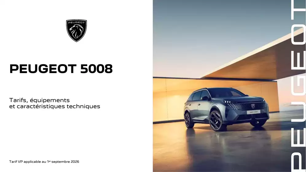Catalogue Peugeot | Peugeot Ct 5008 applicable au 1er septembre 2026 | 2026-09-03T00:00:00.000Z - 2026-09-30T00:00:00.000Z