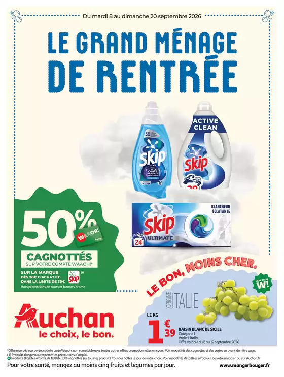 Catalogue Auchan Hypermarché à | Le Grand Ménage de Rentrée | 2026-09-08T00:00:00.000Z - 2026-09-20T00:00:00.000Z