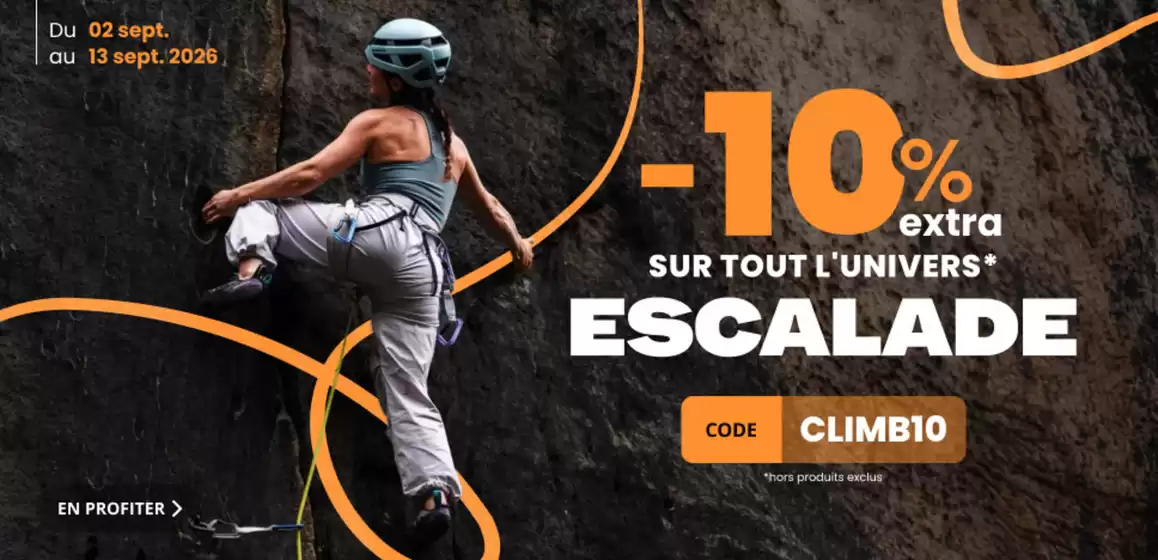 Catalogue Ekosport à Buchères | ESCALADE : 10% de remise suppl.  | 2026-09-04T00:00:00.000Z - 2026-09-13T00:00:00.000Z