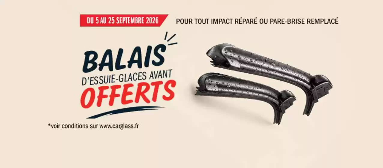Catalogue Carglass à Challans | Promotions | 2026-09-08T00:00:00.000Z - 2026-09-25T00:00:00.000Z