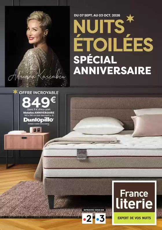 Catalogue France Literie | Nuits étoiles | 2026-09-08T00:00:00.000Z - 2026-10-03T00:00:00.000Z