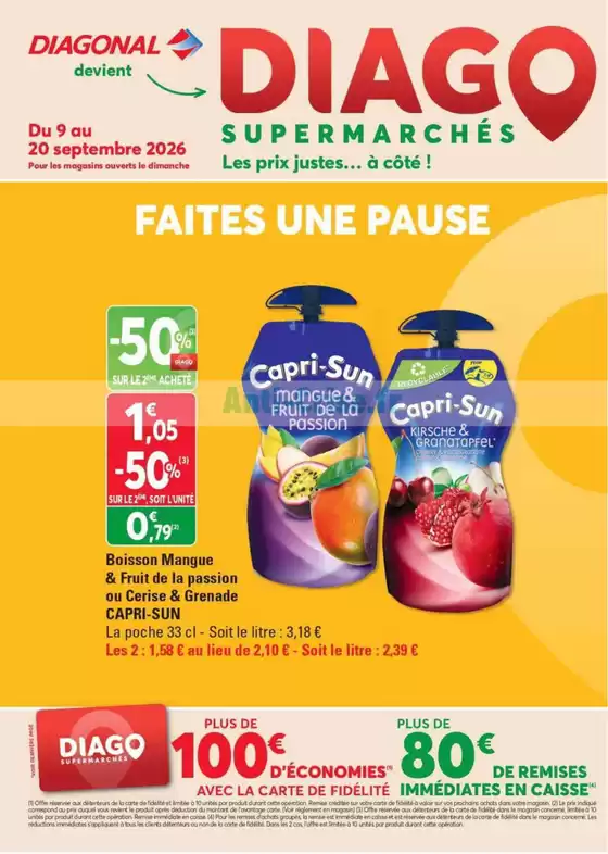Catalogue Diagonal Supermarché | FAITES UNE PAUSE | 2026-09-09T00:00:00.000Z - 2026-09-20T00:00:00.000Z