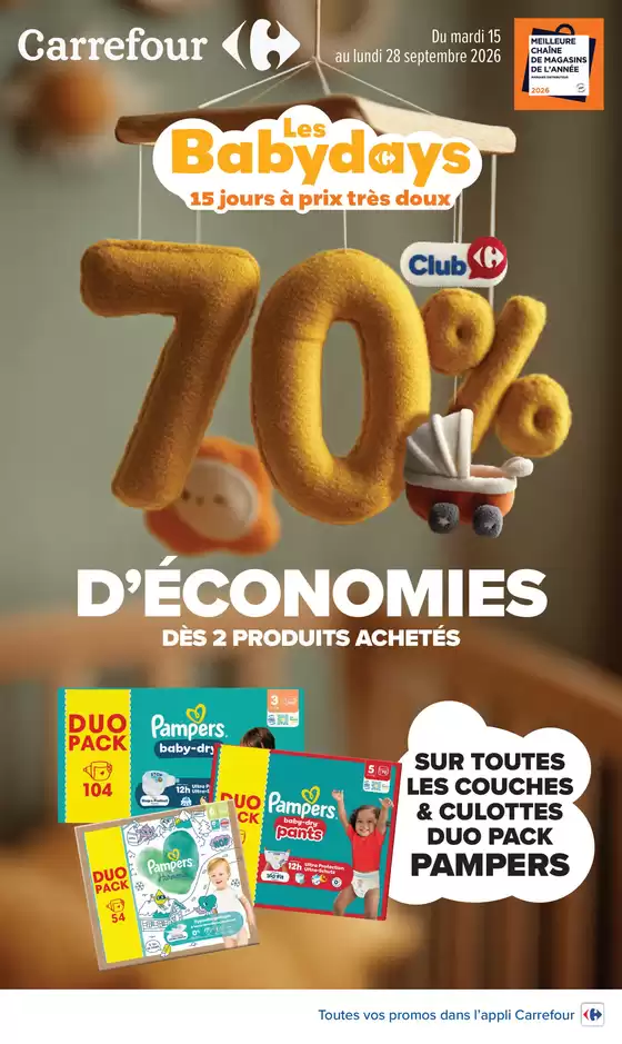 Catalogue Carrefour | LES BABYDAYS | 2026-09-15T00:00:00.000Z - 2026-09-28T00:00:00.000Z