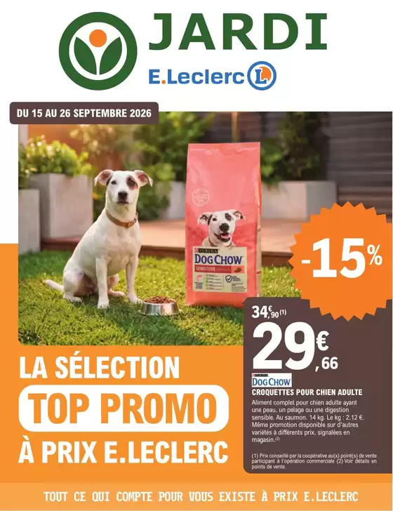 Catalogue E.Leclerc Jardi | Les promos animalerie | 2026-09-14T00:00:00.000Z - 2026-09-26T00:00:00.000Z