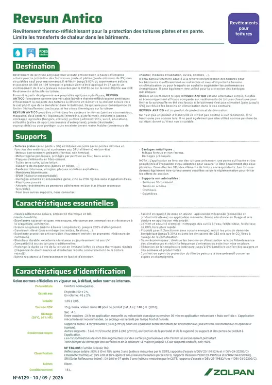 Catalogue Zolpan à Biguglia | Revsun Antico fiche technique | 2026-09-14T00:00:00.000Z - 2026-09-30T00:00:00.000Z