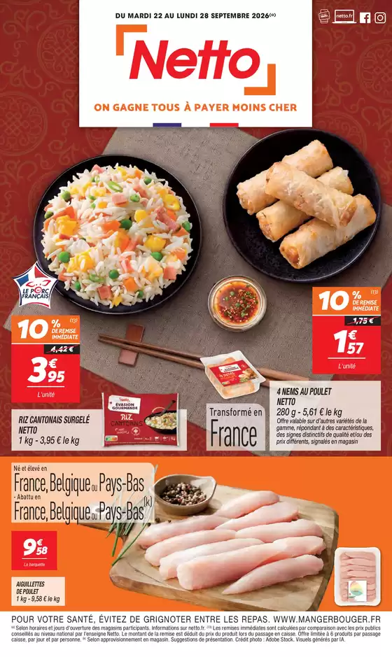 Catalogue Netto à Romainville | ON GAGNE TOUS À PAYER MOINS CHER | 2026-09-15T00:00:00.000Z - 2026-09-28T00:00:00.000Z