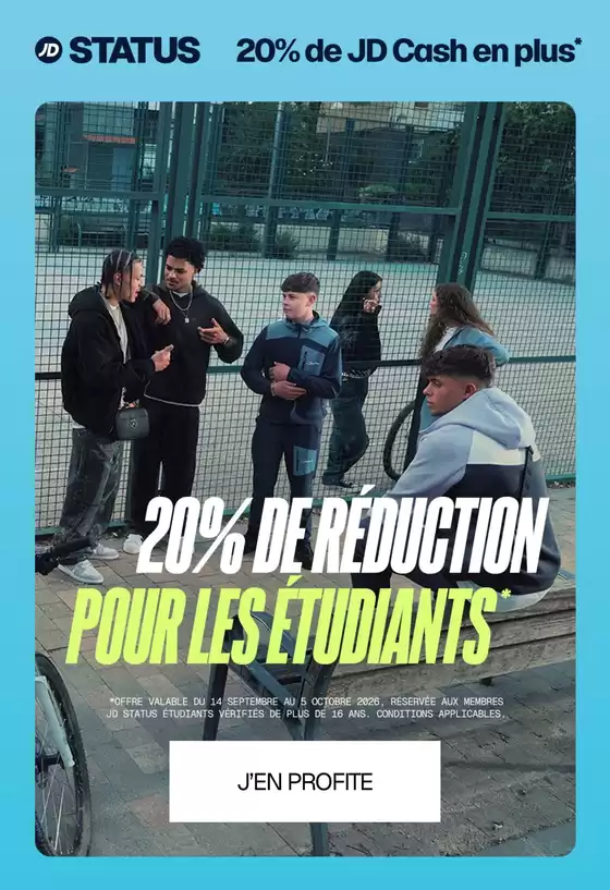 Catalogue JD Sports à Béziers | 20 % DE RÉDUCTION POUR LES ÉTUDIANTS* | 2026-09-15T00:00:00.000Z - 2026-10-05T00:00:00.000Z