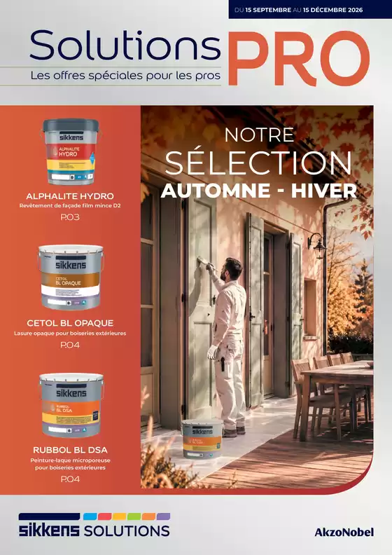 Catalogue Sikkens Solution à Saint-Chamond | NOTRE SÉLECTION AUTOMNE - HIVER | 2026-09-16T00:00:00.000Z - 2026-12-15T00:00:00.000Z