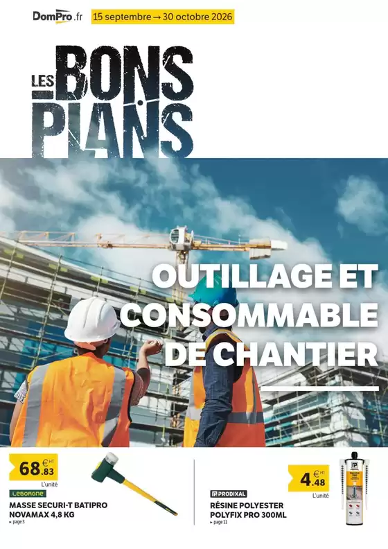 Catalogue DomPro à Lombrès | Bons Plans Outillage et consommable de chantier | 2026-09-16T00:00:00.000Z - 2026-10-30T00:00:00.000Z