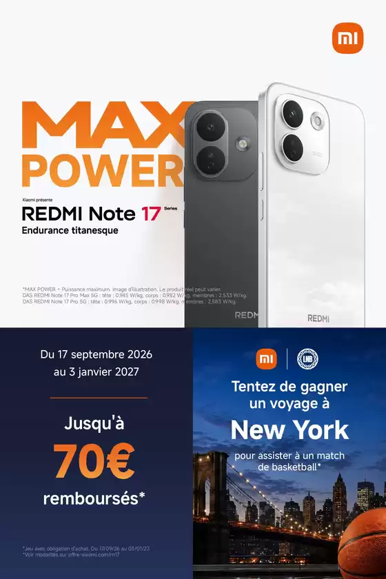 Catalogue LDLC | REDMI NOTE 17 SERIES Jusqu'à 70€ remboursés | 2026-09-17T00:00:00.000Z - 2027-01-03T00:00:00.000Z