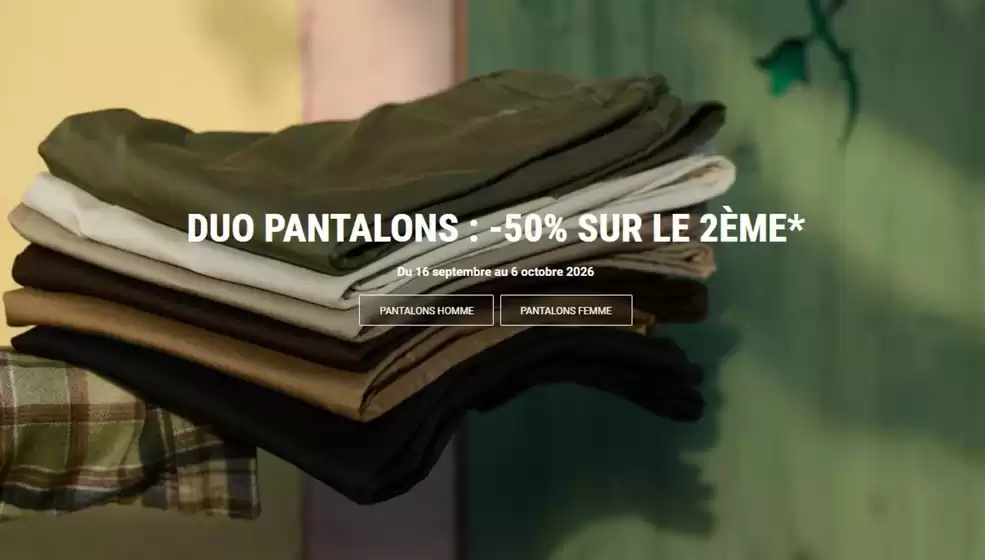 Catalogue Mise au Green | Pantalon jean jusqu'à -50 % sur le 2ème | 2026-09-18T00:00:00.000Z - 2026-10-06T00:00:00.000Z