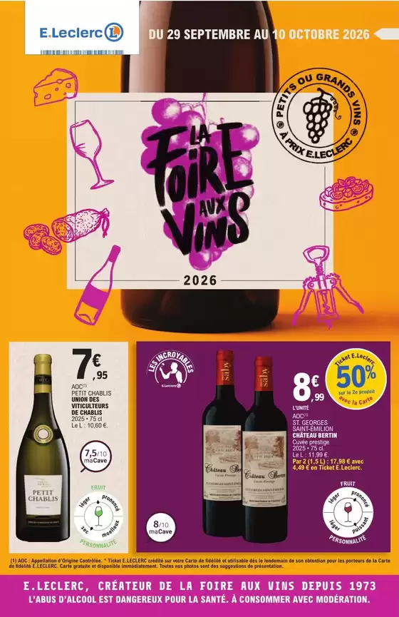 Catalogue E.Leclerc à Brou-sur-Chantereine | FOIRE AUX VINS - MIXTE | 2026-09-29T00:00:00.000Z - 2026-10-10T00:00:00.000Z