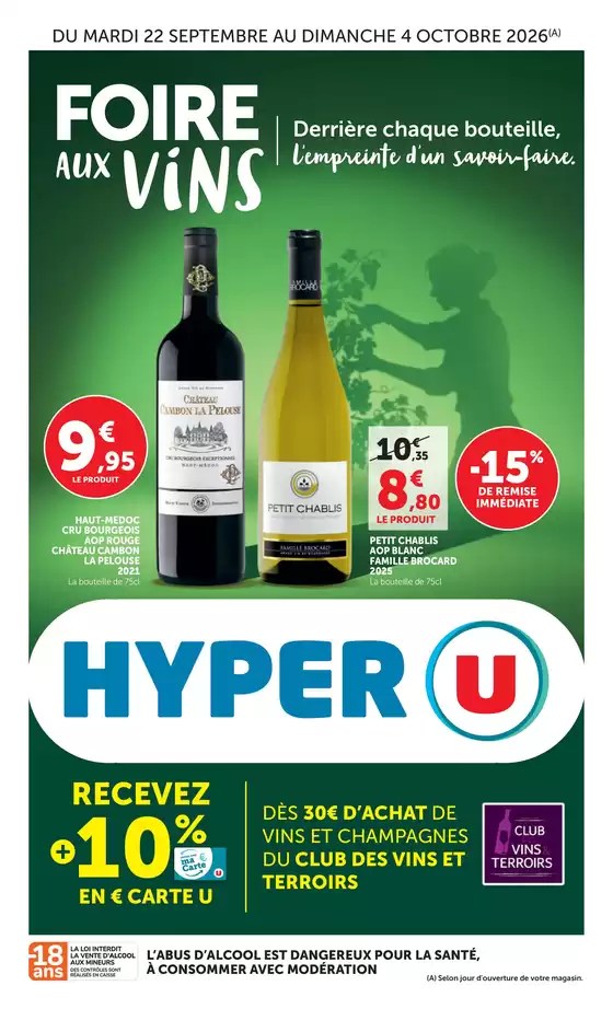 Catalogue Hyper U | Spéciale Foire aux Vins | 2026-09-22T00:00:00.000Z - 2026-10-04T00:00:00.000Z