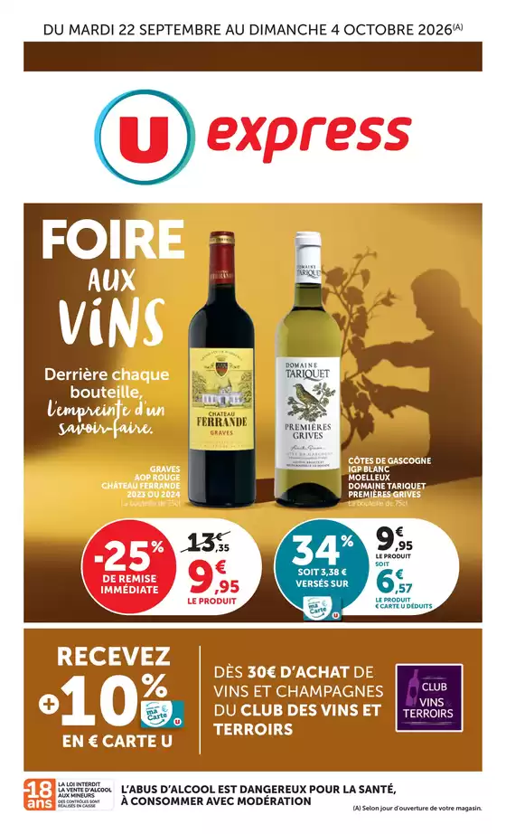 Catalogue U Express à Reclinghem | Spéciale Foire aux Vins | 2026-09-22T00:00:00.000Z - 2026-10-04T00:00:00.000Z