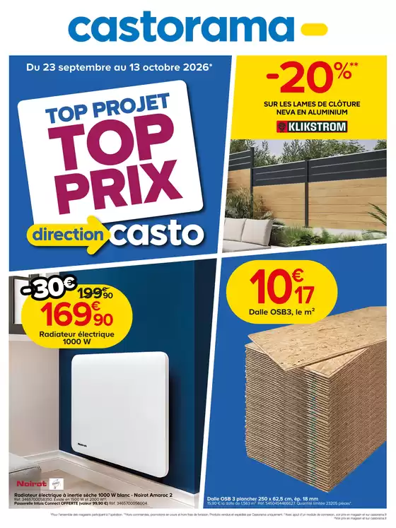 Catalogue Castorama à | Top Projet, Top Prix | 2026-09-23T00:00:00.000Z - 2026-10-13T00:00:00.000Z