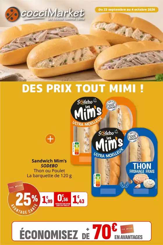 Catalogue Coccimarket à Asnières-sur-Seine | DES PRIX TOUT MIMI ! | 2026-09-23T00:00:00.000Z - 2026-10-04T00:00:00.000Z