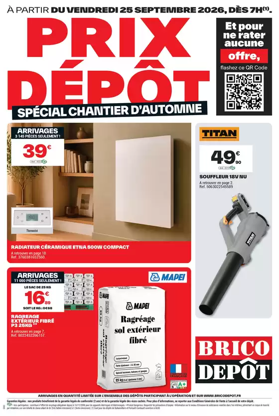 Catalogue Brico Dépôt à Puteaux | PRIX DÉPÔT SPÉCIAL CHANTIER DAUTOMNE | 2026-09-25T00:00:00.000Z - 2026-10-08T00:00:00.000Z