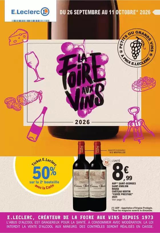 Catalogue E.Leclerc à Champigny-sur-Marne | FOIRE AUX VINS - MIXTE | 2026-09-26T00:00:00.000Z - 2026-10-11T00:00:00.000Z