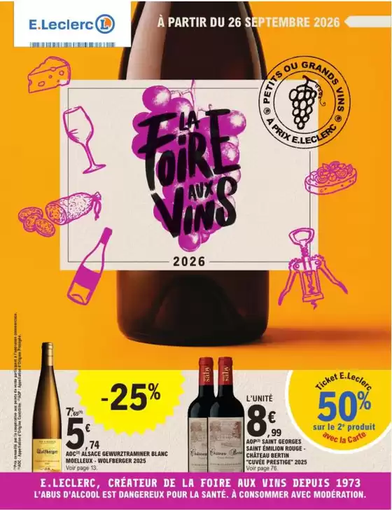 Catalogue E.Leclerc à Birkenwald | FOIRE AUX VINS - MIXTE | 2026-09-26T00:00:00.000Z - 2026-10-10T00:00:00.000Z
