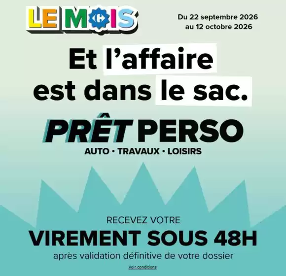 Catalogue Carrefour Banque à Rochemaure | PRÊT PERSO | 2026-09-25T00:00:00.000Z - 2026-10-12T00:00:00.000Z