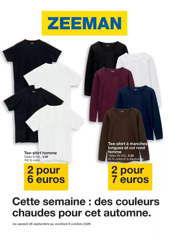 Catalogue Zeeman à Perpignan | Cette semaine : des couleurs chaudes pour cet automne. | 2026-09-28T00:00:00.000Z - 2026-10-09T00:00:00.000Z