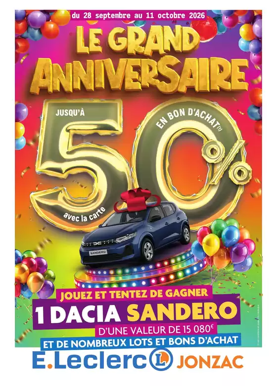 Catalogue E.Leclerc à Pons | OP ANNIVERSAIRE 2026 | 2026-09-28T00:00:00.000Z - 2026-10-11T00:00:00.000Z