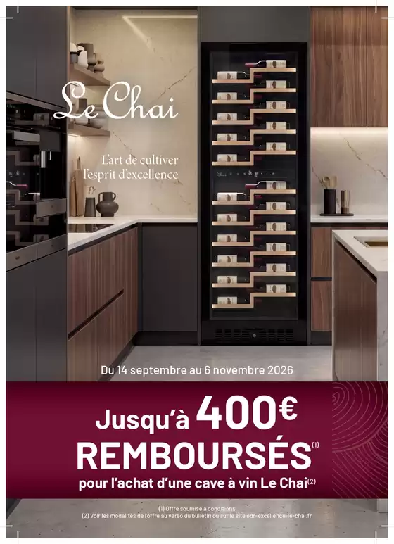 Catalogue Boulanger | OFFRE Le Chai : Jusqu'à 400€ remboursés | 2026-09-28T00:00:00.000Z - 2026-11-06T00:00:00.000Z