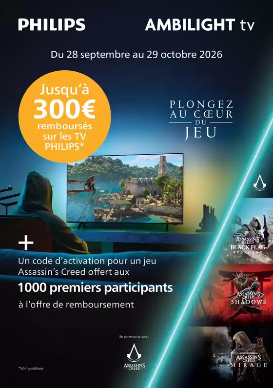 Catalogue Pulsat à Amplepuis | Jusqu’à 300€ remboursés sur les TV PHILIPS | 2026-09-28T00:00:00.000Z - 2026-10-29T00:00:00.000Z