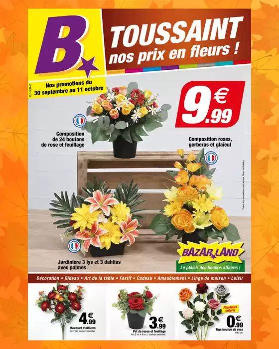 Catalogue Bazarland | Notre nouveau catalogue Toussaint arrive : faites le plein d'idées ! | 2026-09-29T00:00:00.000Z - 2026-10-11T00:00:00.000Z