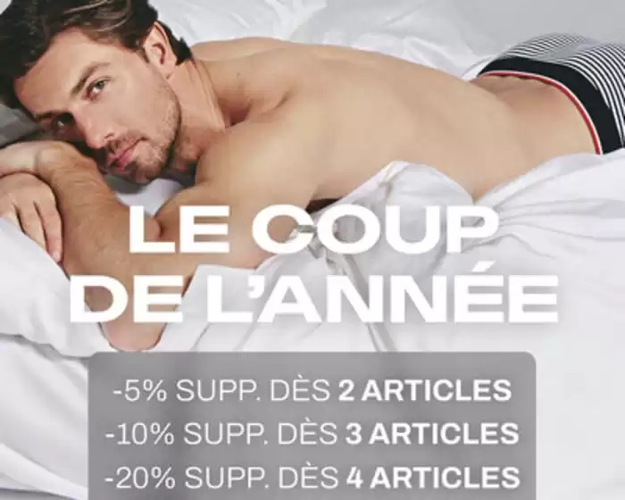 Catalogue Le Slip Français | -5% supplémentaires dès 2 articles, -10% dès 3 et -20% dès 4 : valable sur tous nos produits ? | 2026-10-01T00:00:00.000Z - 2026-10-15T00:00:00.000Z