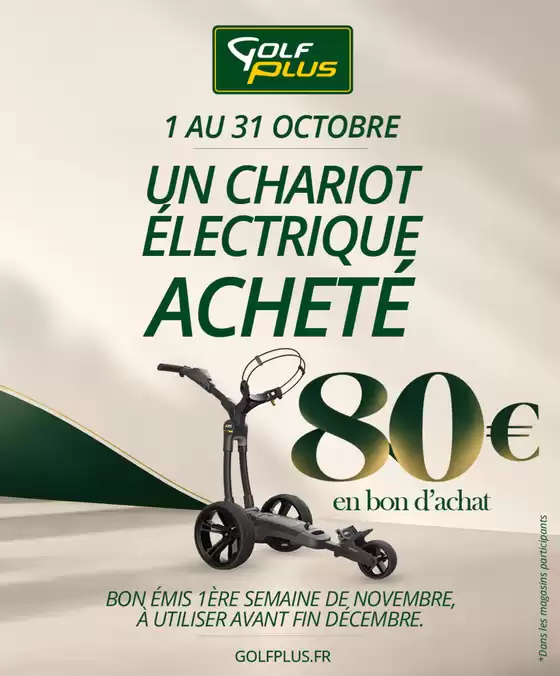 Catalogue Golf Plus | Chariot de golf électrique | 2026-10-01T00:00:00.000Z - 2026-10-31T00:00:00.000Z