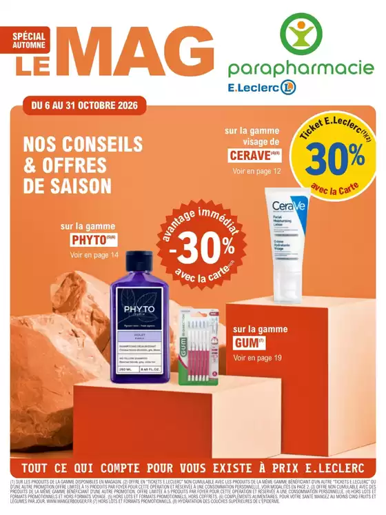 Catalogue E.Leclerc Parapharmacie à Châtel-Guyon | Magazine Automne | 2026-10-06T00:00:00.000Z - 2026-10-31T00:00:00.000Z