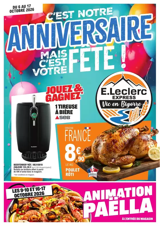 Catalogue E.Leclerc Express à Perpignan | ANNIVERSAIRE VIC | 2026-10-06T00:00:00.000Z - 2026-10-17T00:00:00.000Z