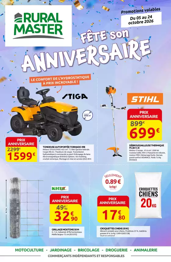 Catalogue Rural Master | FÊTE son ANNIVERSAIRE | 2026-10-05T00:00:00.000Z - 2026-10-24T00:00:00.000Z