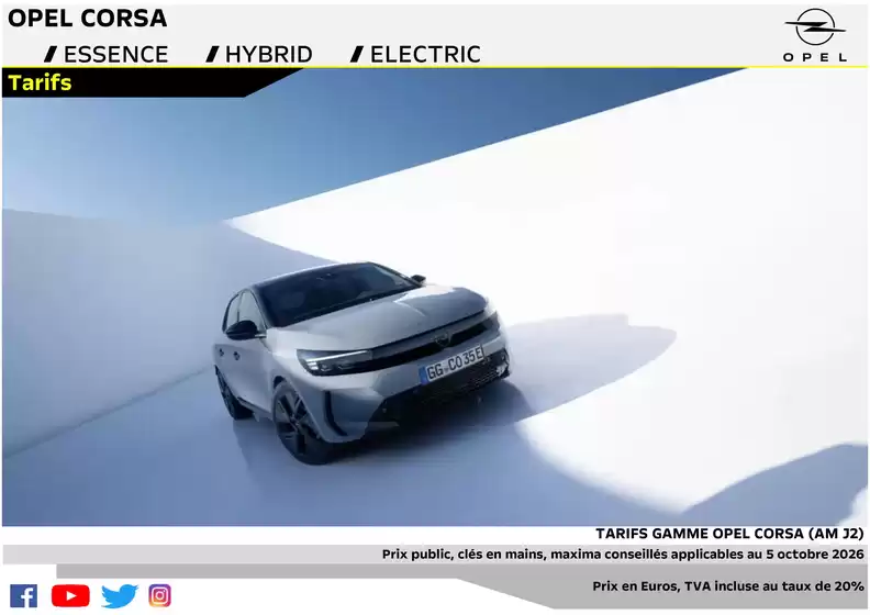 Catalogue Opel à Montluçon | Tarifs Nouvelle Corsa AMJ2 applicables au 5 octobre 2026 | 2026-10-07T00:00:00.000Z - 2026-12-31T00:00:00.000Z