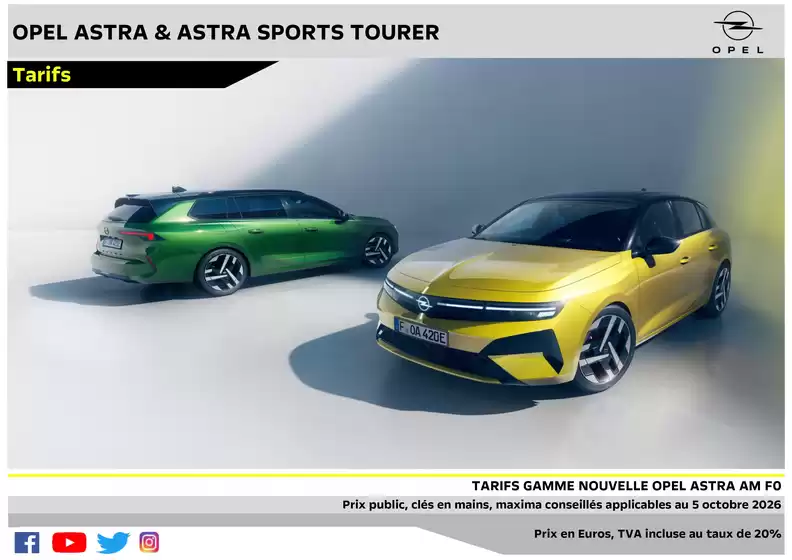 Catalogue Opel à Montluçon | Tarifs Astra AMF0 applicables au 5 octobre 2026 | 2026-10-07T00:00:00.000Z - 2026-12-31T00:00:00.000Z