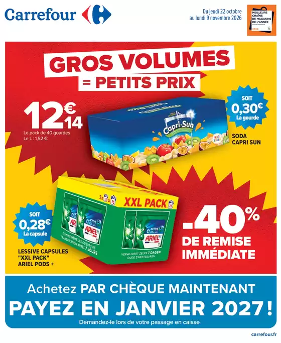 Catalogue Carrefour à Dammarie-sur-Saulx | GROS VOLUMES PETITS PRIX | 2026-10-22T00:00:00.000Z - 2026-11-09T00:00:00.000Z