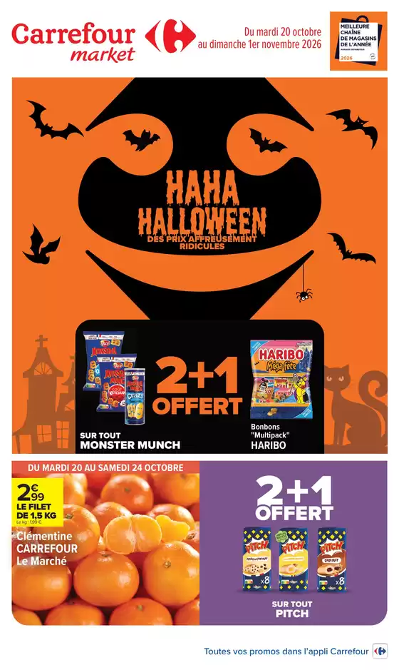 Catalogue Carrefour Market à Roumare | HAHA HALLOWEEN DES PRIX AFFREUSEMENT RIDICULES | 2026-10-09T00:00:00.000Z - 2026-11-01T00:00:00.000Z