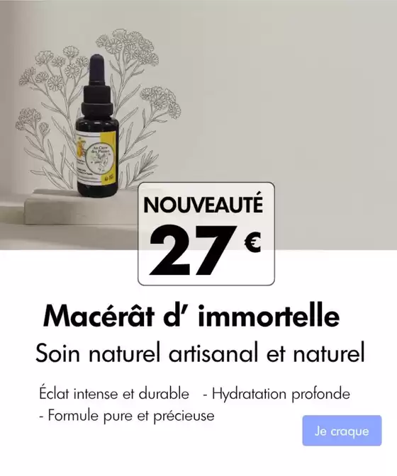 Catalogue Shop Coiffure à Dax | Macérât d’Immortelle de Corse - 30ml | 2026-10-09T00:00:00.000Z - 2026-10-31T00:00:00.000Z