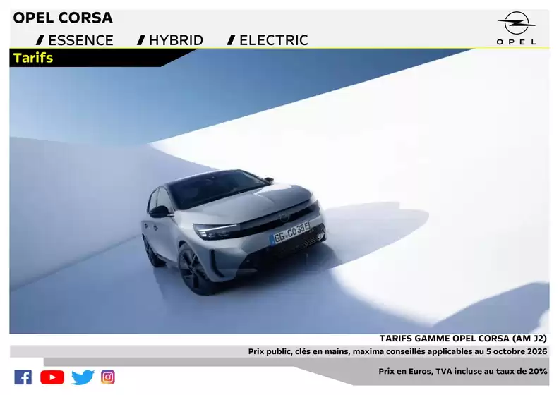 Catalogue Opel à Paris | Tarifs Nouvelle Corsa AMJ2 applicables au 5 octobre 2026 V2 | 2026-10-09T00:00:00.000Z - 2026-12-31T00:00:00.000Z