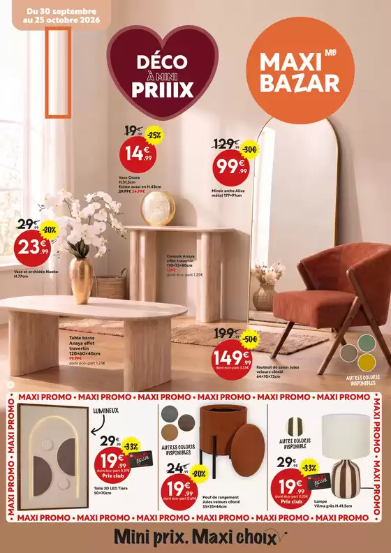 Catalogue Maxi Bazar à Millas | Déco à mini priiix | 2026-10-12T00:00:00.000Z - 2026-10-25T00:00:00.000Z