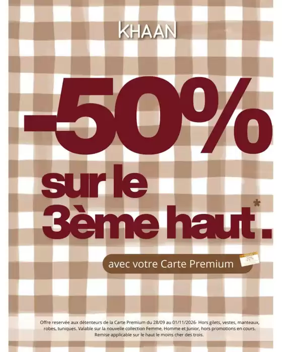 Catalogue Khaan | -50% sur le 3ème haut. | 2026-10-12T00:00:00.000Z - 2026-11-01T00:00:00.000Z