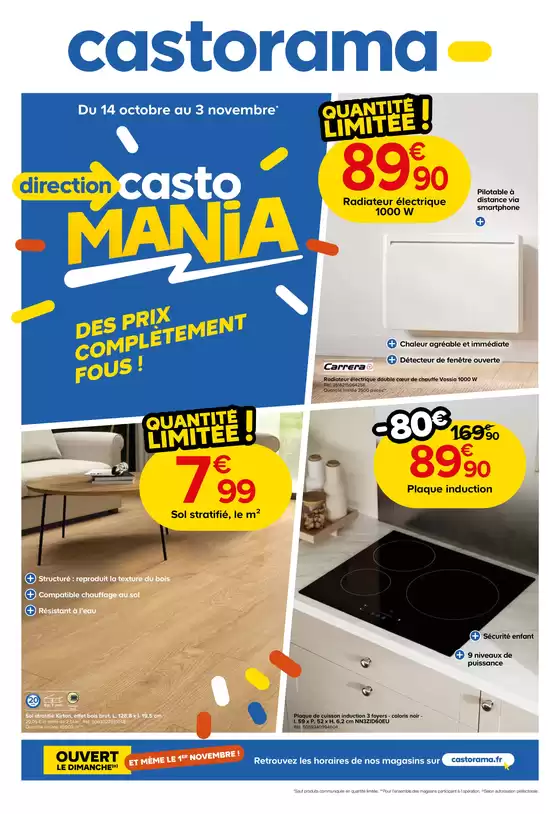 Catalogue Castorama à | Castomania, des prix complètements fous ! | 2026-10-14T00:00:00.000Z - 2026-11-03T00:00:00.000Z