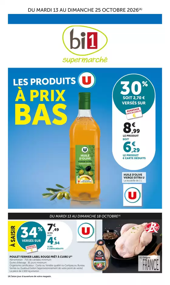 Catalogue Bi1 à Ribérac | Les Produits U À Prix Bas | 2026-10-13T00:00:00.000Z - 2026-10-25T00:00:00.000Z