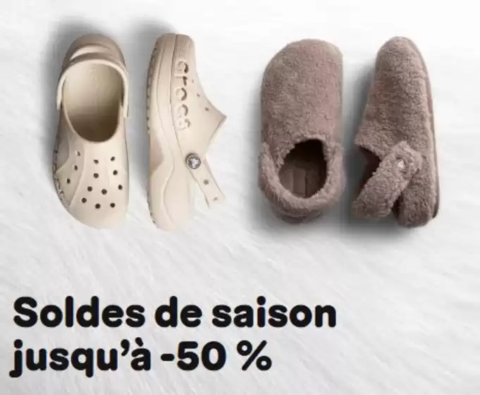 Catalogue Crocs | Les offres d’automne sont arrivées Économisez jusqu’à -50 % | 2026-10-14T00:00:00.000Z - 2026-10-31T00:00:00.000Z