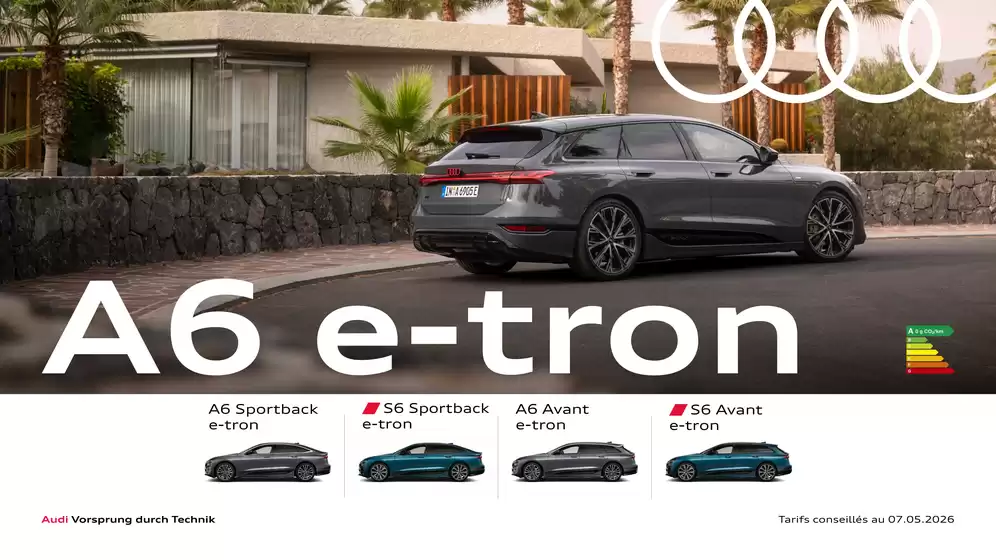Catalogue Audi à Brest | A6 e-tronS6 | 2026-10-14T00:00:00.000Z - 2027-10-31T00:00:00.000Z