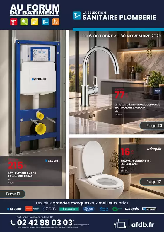 Catalogue Au Forum du Bâtiment à Le Pradet | LA SELECTION SANITAIRE PLOMBERIE | 2026-10-14T00:00:00.000Z - 2026-11-30T00:00:00.000Z